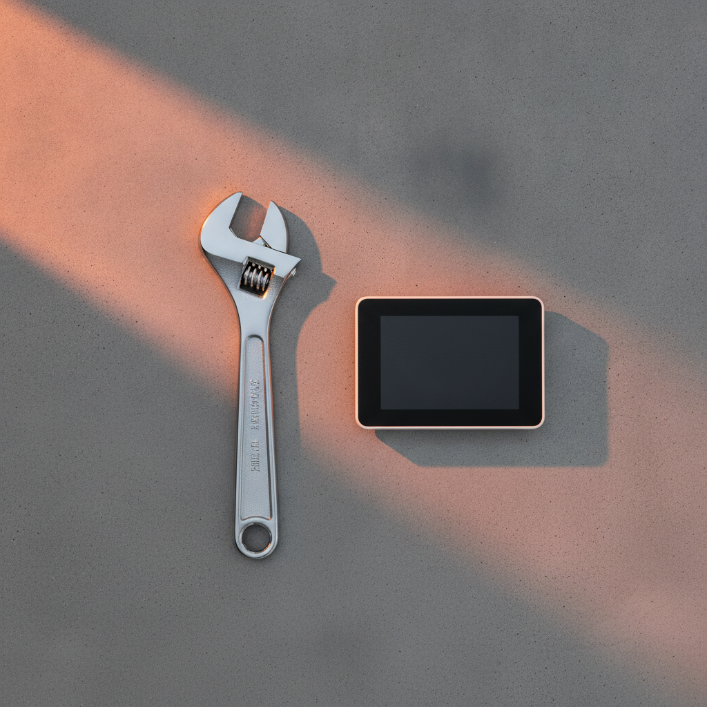 Wrench and digital thermostat, tools of the trade